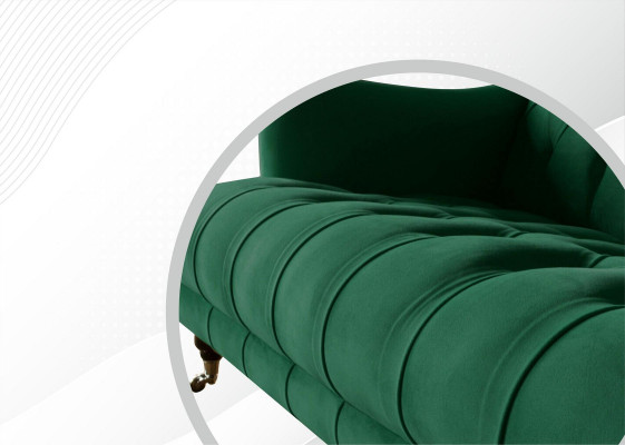 Chesterfield Sesselen Canapé Polster Sofa Canapécke 1,5 Sëtzer Einsëtzer Gréng Textil