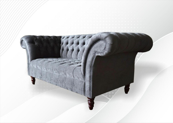 Chesterfield 3-Sëtz Stuff Canapé Sofa Polster Sëtz Textil Garnissur Gro