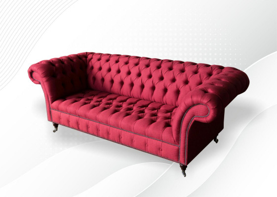 Dreisëtzegen Design Polster Textil Sofa 3er Miwwel Chesterfield Luxus Rout Couchen