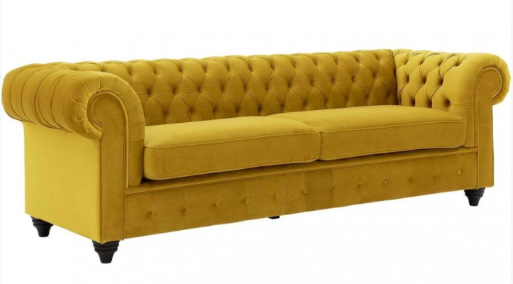 Gelbe Couch mit knöpfen Chesterfield Sofa Polster Sitz Couchen Sofas Luxus Neu