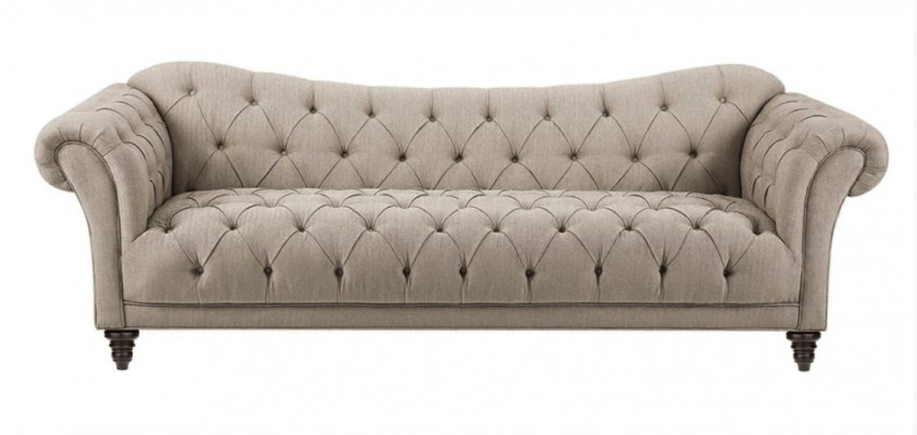 Beige Couch mat Knäppercher Chesterfield Sofa Polster Sëtz Couchen Sofas Luxus Nei