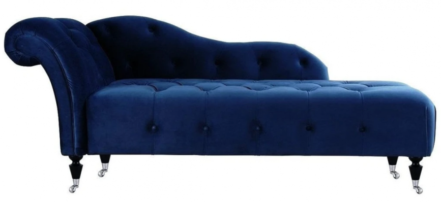Elegant Chesterfield Liicht mat Knäppercher Samett Chaise Longue Chaiselongue.