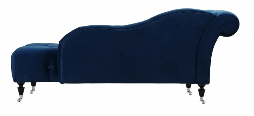 Elegant Chesterfield Liicht mat Knäppercher Samett Chaise Longue Chaiselongue.