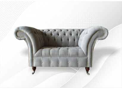 Chesterfield Fauteuil Canapé Këssen Sofa Stoff Canapéen 1,5-Sëtzer Eensëtzer