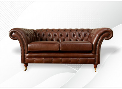 Chesterfield Sofa 2 Sëtzer Polster Design Couchen Sofas Garnitur Original Braun