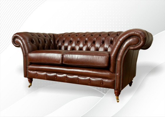 Chesterfield Sofa 2 Sëtzer Polster Design Couchen Sofas Garnitur Original Braun