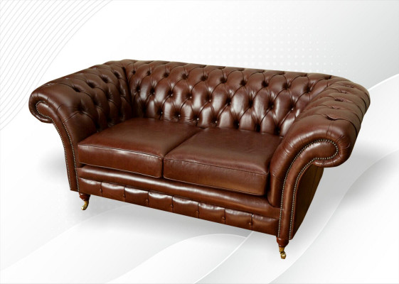 Chesterfield Sofa 2 Sëtzer Polster Design Couchen Sofas Garnitur Original Braun
