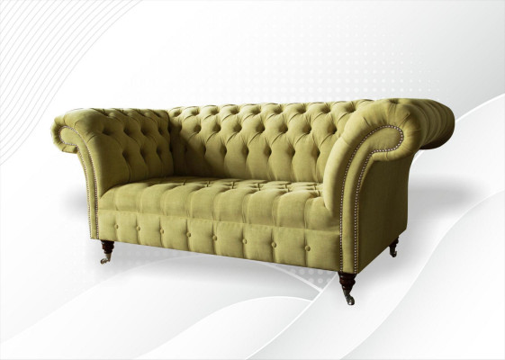 Sofa 2-Sëtzer Couch Polster Sofas Chesterfield Wunnzëmmer Design Textil Stoff Nei