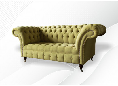 Sofa 2-Sëtzer Couch Polster Sofas Chesterfield Wunnzëmmer Design Textil Stoff Nei
