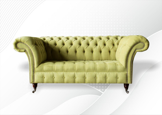 Sofa 2-Sëtzer Couch Polster Sofas Chesterfield Wunnzëmmer Design Textil Stoff Nei