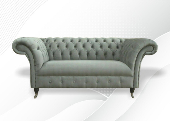 Chesterfield Canapé Canapé Polster Sofas Klassesch 2Sëtz Lieder Stoff Textil Nei