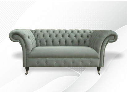 Chesterfield Canapé Canapé Polster Sofas Klassesch 2Sëtz Lieder Stoff Textil Nei