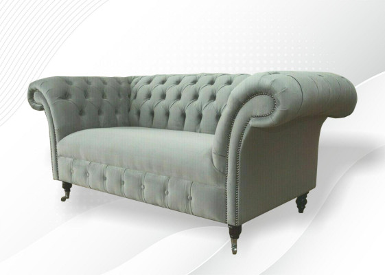 Chesterfield Canapé Canapé Polster Sofas Klassesch 2Sëtz Lieder Stoff Textil Nei