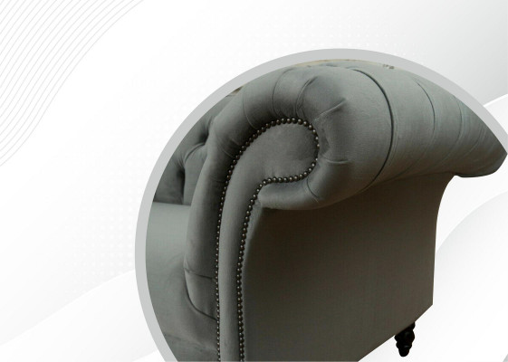 Chesterfield Canapé Canapé Polster Sofas Klassesch 2Sëtz Lieder Stoff Textil Nei