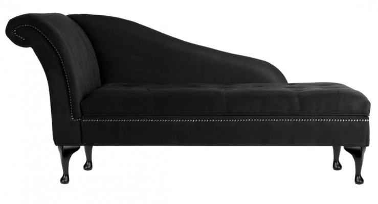 Chaiselongue Elegante Liichtsstull Chesterfield Liichten mat Knäppercher Samt Chaiselounge