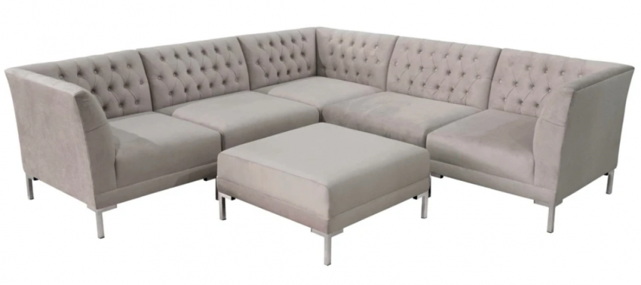 Eckcouch Chesterfield Hocker 2tlg. Set Textil Stoff Couchen Sofas Eckgarnitur Nei