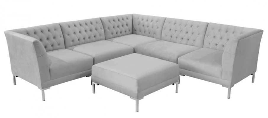 Ecksofa Hocker Gro Big Textil Stoff Chesterfield Canapéen Miwwelen Fouss-Hocker Canapéen