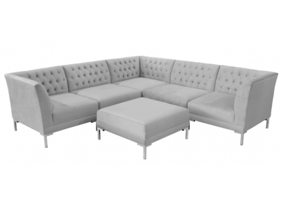 Ecksofa Hocker Gro Big Textil Stoff Chesterfield Canapéen Miwwelen Fouss-Hocker Canapéen