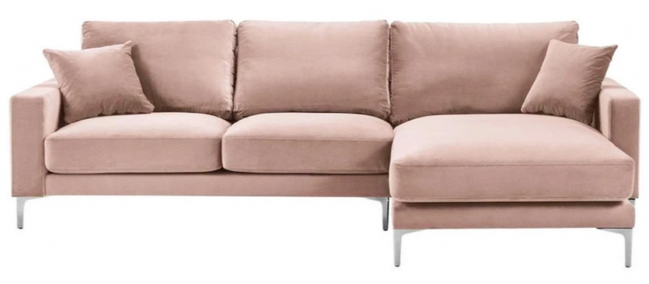 Rosa Ecksofa Stoff Wunnzëmmer Design Couchen Polstersofa eckegt Garnitur Neit