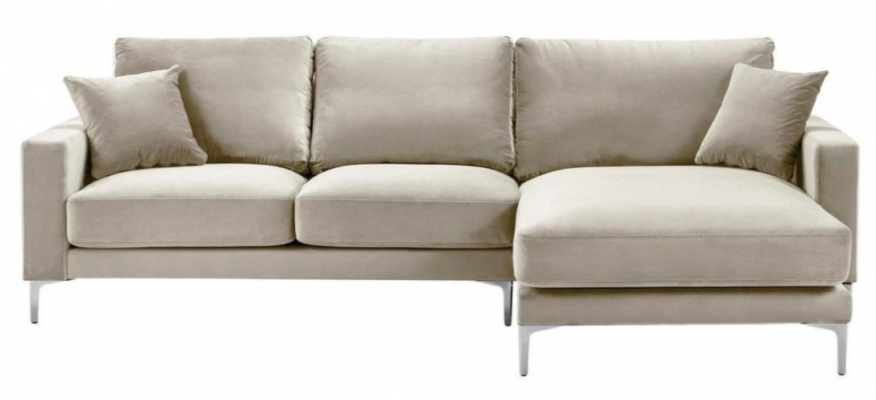 Wunnzëmmer Design Setzer Polster Sofa Couch Beige Ecksofa Stoff Eckgarnitur Nei