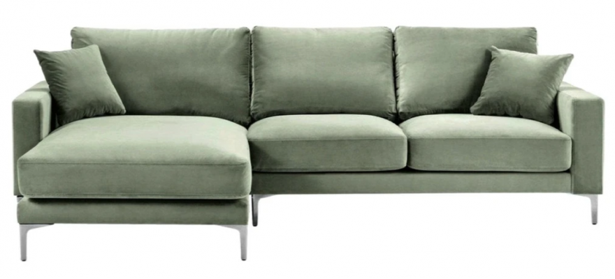 Salbeigréng Ecksofa Stoff Design Couchen Polstersofa Sofaen Nei Gréng Wunnzëmmer
