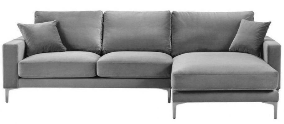 Wunnzëmmer Eckcouch Grau XXL Grouss Kreativ Miwwel Textill Stoff Chesterfield Sofas