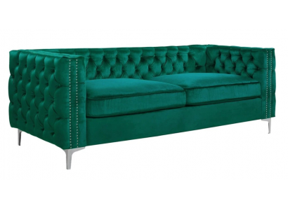 Gréng Chesterfield Couch Luxus Samt Stoff Couchen Sofa Set Knäpper Polster Nei