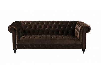 Bronge Samt Canapé Luxus Polster Chesterfield Miwwelen Sofa mat Knäpp Dreisëtzer
