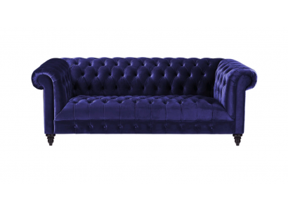 Chesterfield Lila Samt Canapé Luxus Polster Miwwel Sofa mat Knäppercher Drësëtzer