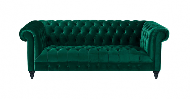 Chesterfield Tierkisblo Couch Luxus Polster Miwwel Sofa mat Knäpp Dreisëtzer Samt