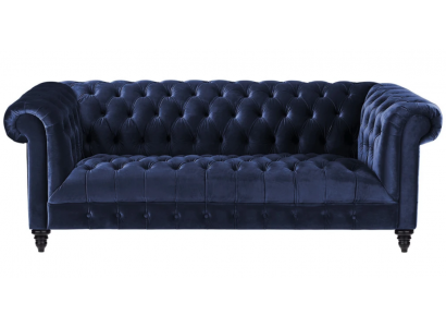 Marinebloën Dräisëtzer Stoff Chesterfield Design Couche Polstersofa 220cm Neit