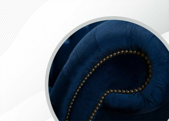 Design Chesterfield Sofagarnitur 2-Sëtzer Canapé Textil Blo Polstersofas Blo