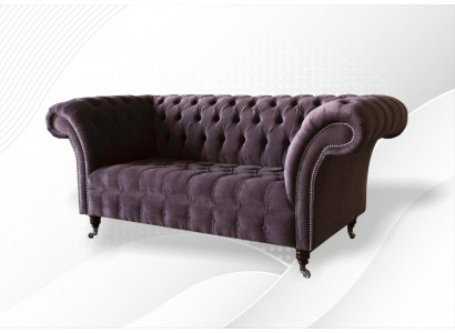 Chesterfield Sofa Canapé Polstersofa Klassesch 2 Sëtz Samt Zweisëtzer