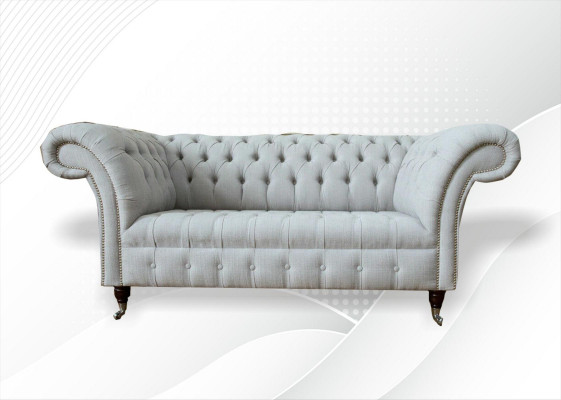 Chesterfield 2-Sëtzer Stuff Couch Sofa Polster Textil Stoffer Garnitur Nei