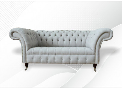 Chesterfield 2-Sëtzer Stuff Couch Sofa Polster Textil Stoffer Garnitur Nei
