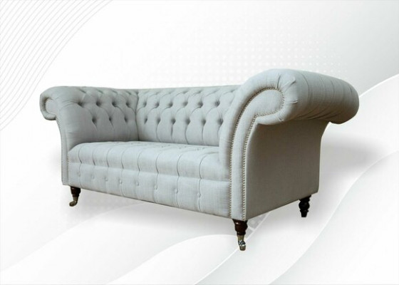 Chesterfield 2-Sëtzer Stuff Couch Sofa Polster Textil Stoffer Garnitur Nei