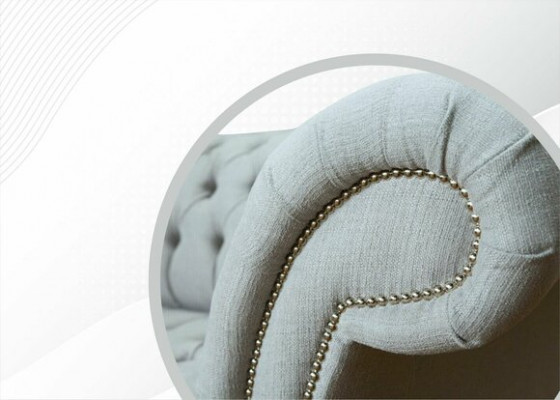 Chesterfield 2-Sëtzer Stuff Couch Sofa Polster Textil Stoffer Garnitur Nei