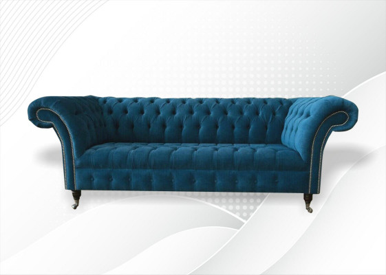 Designer Canapé Sëtz Këssen 3 Sëtzer Blo Stoff Setzt Sofa Miwwelen Tierkisesch Nei