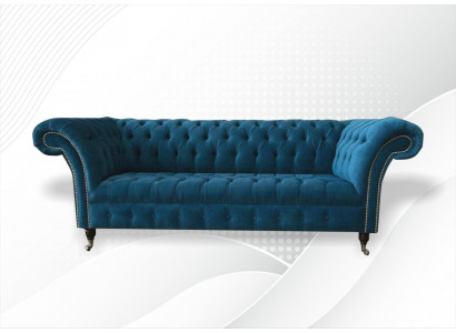 Designer Canapé Sëtz Këssen 3 Sëtzer Blo Stoff Setzt Sofa Miwwelen Tierkisesch Nei