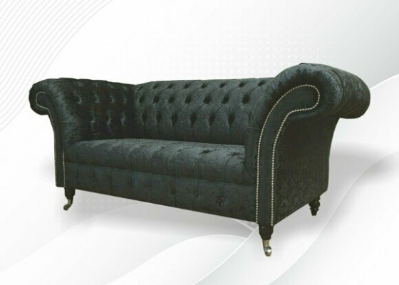 Chesterfield Samt Club Couch Polster 2 Sëtzer Design Textil Sofas Couchen