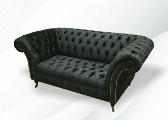 Chesterfield Samt Club Couch Polster 2 Sëtzer Design Textil Sofas Couchen