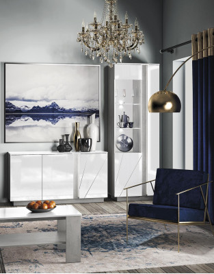 Wunnzëimmermiwwel Set Design Sideboard Couchtisch Kommode Vitrine 3tlg