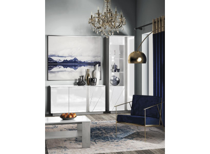Wunnzëimmermiwwel Set Design Sideboard Couchtisch Kommode Vitrine 3tlg