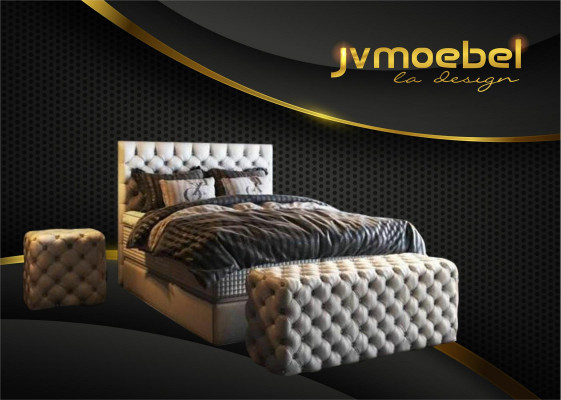 Bett 2x Nuechtstësch 3 tlg. Schlofzëmmer Set Design Luxus Miwwelen Modern Better Nei