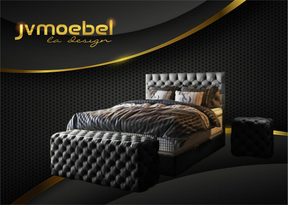 Bett 2x Nuechtstësch 3 tlg. Schlofzëmmer Set Design Luxus Miwwelen Modern Better Nei