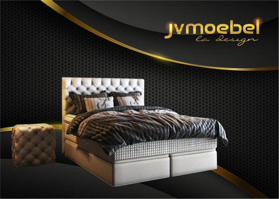 Bett 2x Nuechtstësch 3 tlg. Schlofzëmmer Set Design Luxus Miwwelen Modern Better Nei