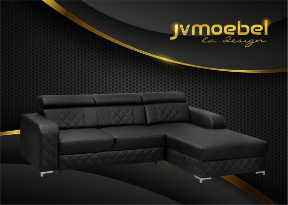 Ecksofa L-Form Lieder Modern Miwweldesign Wunnlandschaft Canapé Samt Stoff Textil