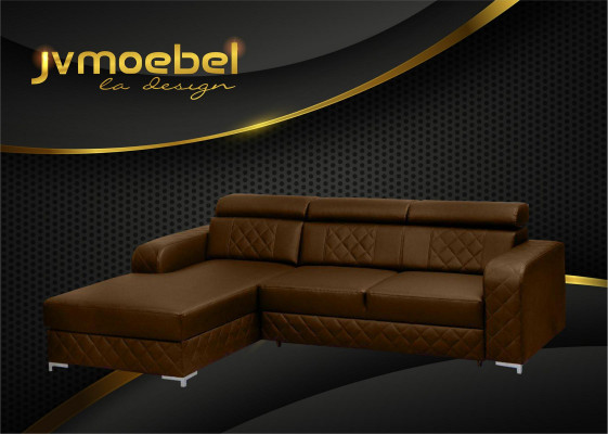 Ecksofa L-Form Lieder Modern Miwweldesign Wunnlandschaft Canapé Samt Stoff Textil
