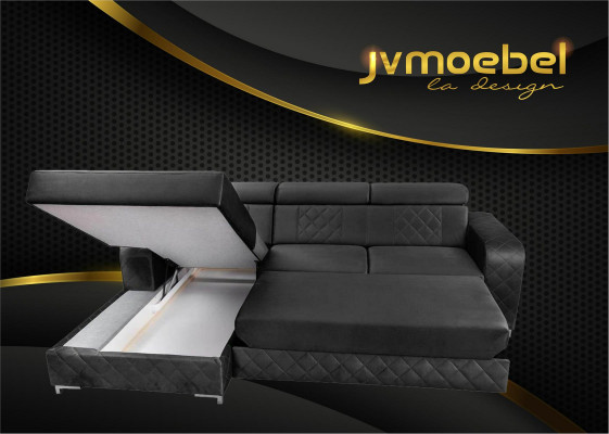 Ecksofa L-Form Lieder Modern Miwweldesign Wunnlandschaft Canapé Samt Stoff Textil