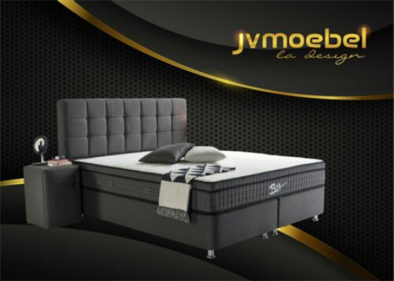 Edel Boxspring Bett 3-Teile Set Nuetsdësch Better Miwwelen Luxus Schlofkummer